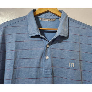 Travis Mathew Mens XL Striped Performance Wicking Stretch Casual Golf Polo Shirt